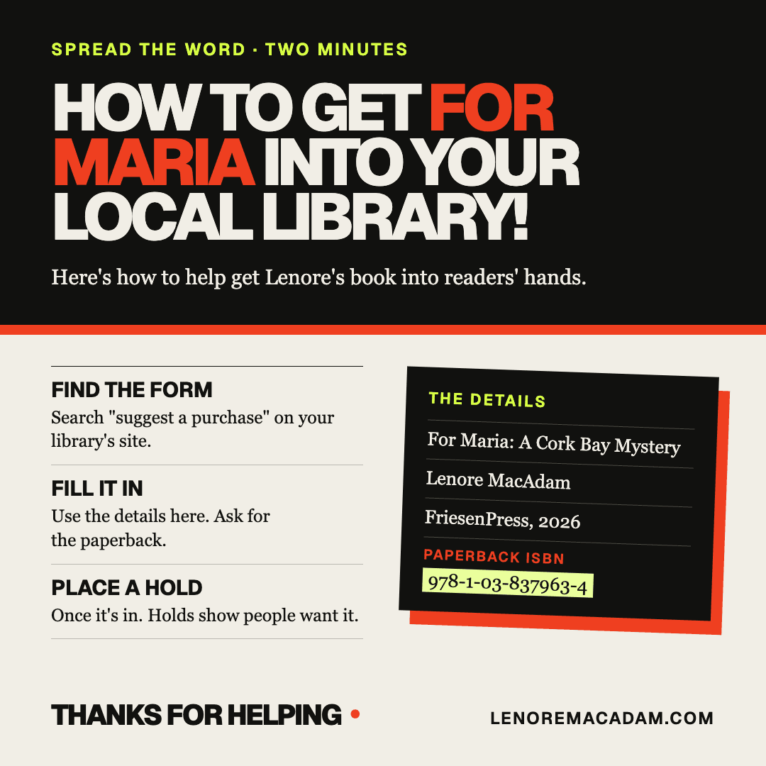How to get For Maria into your local library: find the suggest a purchase form, use the book details, and place a hold